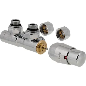 HS Twins - připojovací armatura pro středové připojení 50 mm s termostatickou hlavicí napravo, pro CU 15x1 - lesklý chrom