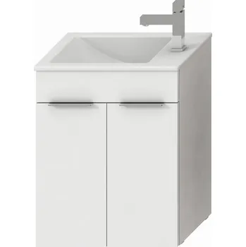 Koupelnový nábytek Jika Cube skříňka s 2 dveřmi s umývátkem 60 cm bílá, úchytky antracit