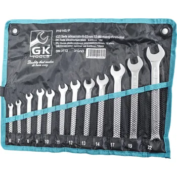 Klíč GK TOOLS Sada očkoplochých klíčů, matné 12 dílů | 6-22 mm, textilní obal