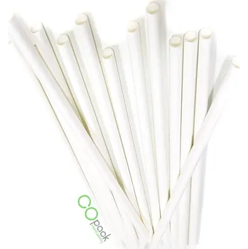 Jednorázové nádobí Brčka papírová JUMBO 8 x 250 mm bílé (100 ks)