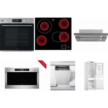 Set domácích spotřebičů WHIRLPOOL OMSK58HU1SX + WHIRLPOOL AKT 8190/BA + WHIRLPOOL AKR 749/1 IX + WHIRLPOOL AMW 423/IX + WHIRLPOOL WSIC 3M27 C + WHIRLPOOL WHC18 T311