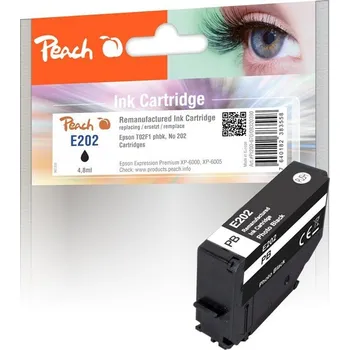 Inkoustová náplň Peach Epson 202, T02F1, 4,8 ml - foto černá