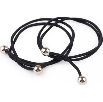 Černé gumičky s uzlíkem a korálky 2ks