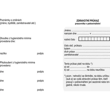 Zdravotní průkaz pracovníka v potravinářství