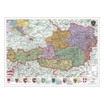 Stiefel Wandkarte Großformat Österreich, politisch, ohne Metallstäbe: PLZ- und Organisationskarte. Plano. Laminiert. Beschrift- u. abwischbar – Heinrich Stiefel (DE)