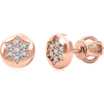 Náušnice Elegantní zlaté peckové náušnice Elmina se zirkony Materiál šperku: Růžové zlato, Barva kamene: Modré zirkony