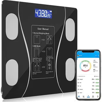 Osobní váha Digitální analytická váha Bluetooth Bathroom Scale 26 x 26 cm černá