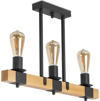 Light for home - Lustr přisazený ke stropu na tyči 50708 "DEKO", 3x60W, E27, černá, přírodní olše