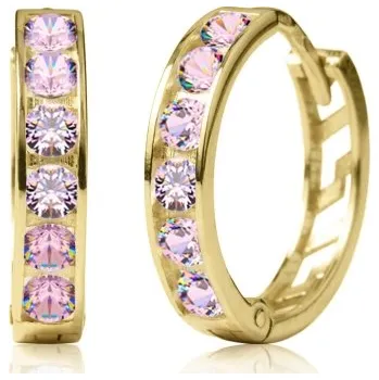 Náušnice Kruhové zlaté náušnice Elaxi se zirkony dle volby Materiál šperku: Žluté zlato, Barevné varianty kamene: Růžové zirkony