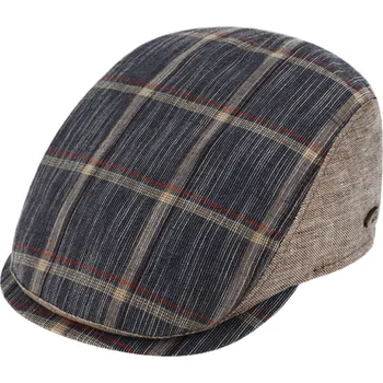 Čepice Fiebig - Headwear since 1903 Pánská jarní lněná modro-hnědá bekovka s UV faktorem 50 - Fiebig since 1903 Velikost: 59 cm (L)