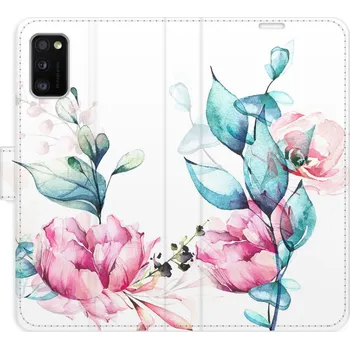 Pouzdro na mobilní telefon Flip pouzdro iSaprio - Samsung Galaxy A41 - Beautiful Flower - kapsičky na karty (Knížkový flip kryt, obal, pouzdro iSaprio na mobil Samsung Galaxy A41 - Beautiful Flower - 360° ochrana telefonu, přihrádka na karty a hotovost, funkce stojánku, pevná TPU)