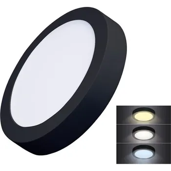 LED osvětlení Solight WD172-B černý kulatý přisazený LED panel s možností měnění CCT 18W 1530lm 3000K/4000K/6000K