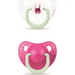 Suavinex Den & Noc silikonové šidítko 2 ks 0-6 m růžový králík