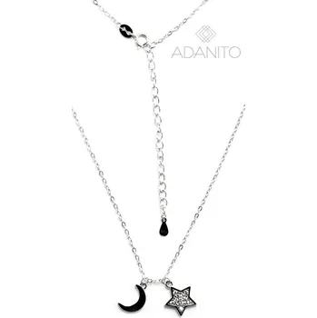 Náhrdelník Stříbrný náhrdelník měsíc a hvězda