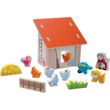 Dřevěná hračka Dřevěný babiččin dvorek s kurníkem