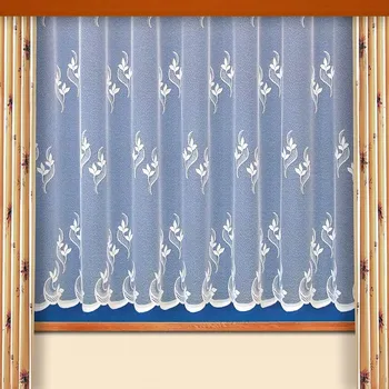 Záclona Žakárová záclona V039 listy, bílá, výška 250cm (v metráži)