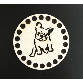 Dřevěné víko - kruh 10 cm, pejsek