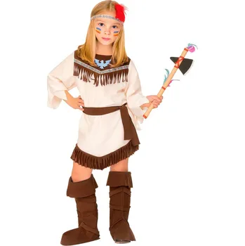 Dívčí indiánský kostým s čelenkou - Pro věk 4-5 let ( 116cm)