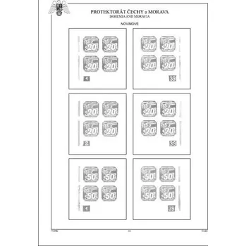 Sběratelství Protektorát, desková čísla - doplatní - meziarší (9 listů) - vč. zesílených obalů