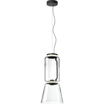 Flos F0268000 Noctambule S1 Low Cylinder and Cone, závěsné svítidlo ze skla, 2x9W + 1x18W LED 2700K, výška 82cm