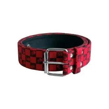 Opasek Opasek červeno-černá šachovnice s lebkami