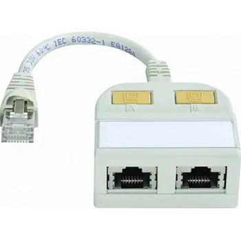 Elektrická zásuvka Telegärtner RJ45 síťový, ISDN Y adaptér [1x RJ45 zástrčka - 2x RJ45 zásuvka] 15.00 cm šedobílá (RAL 7035)