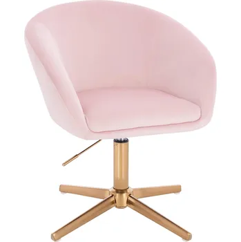Otočné křeslo Radal velur na zlatém kříži - růžový