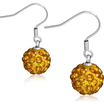 Náušnice 10mm – Oranžové kuličky s kamínky, afroháček