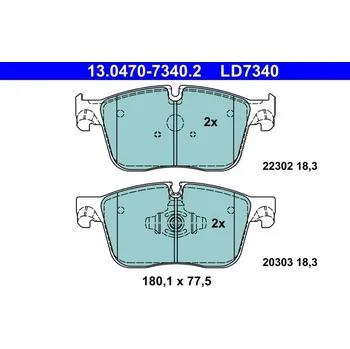 Brzdová destička Sada brzdových destiček, kotoučová brzda ATE 13.0470-7340.2