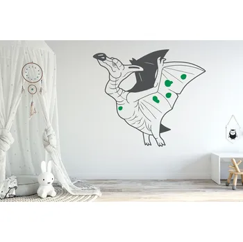 Samolepící dekorace Lepy.cz Samolepka na zeď Dino svět - Pterodaktyl Velikost (šířka x výška): 40x34cm, Kombinace barev sety: Ledová modrá + lipová zelená