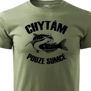 Pánské tričko STRIKER Tričko Chytám pouze sumce Barva: Olivová, Velikost: XXL