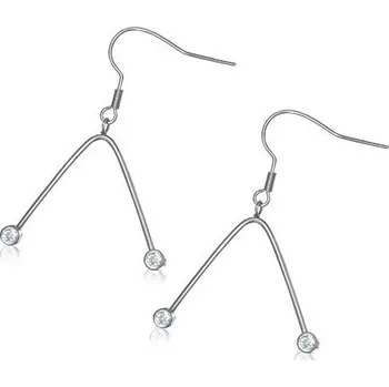 Náušnice Větvené ocelové náušnice s dvěma zirkony