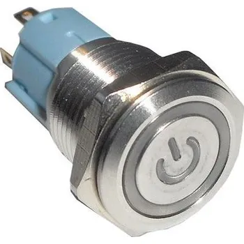 Příslušenství k frézce Vypínač stiskací OFF-ON 16mm, 250V/3A, modré prosvětlení 12-24V