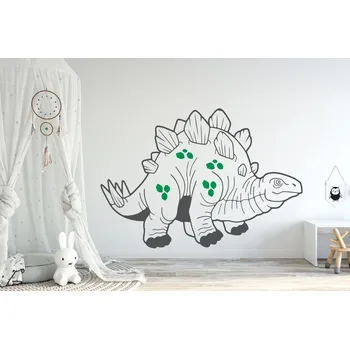 Samolepící dekorace Lepy.cz Samolepka na zeď Dino svět - Stegosaurus Velikost (šířka x výška): 72x50cm, Kombinace barev sety: Ledová modrá + lipová zelená