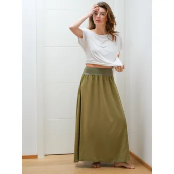 Dámská sukně Dlouhá sukně olivová s kapsami Velikost: L