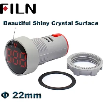 Panelový LED voltmetr 60-500V AC AD16-22DSV kulatý