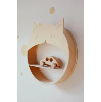 police MW Dřevěná police, kočka 39 cm