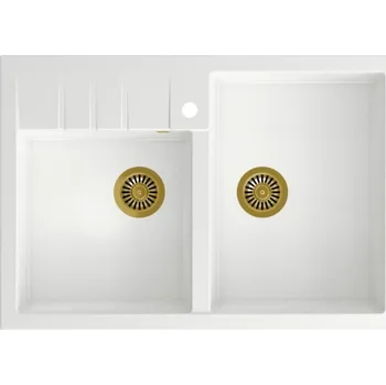 Granitový dřez Dřez Quadron BILL120 sněhově bílá zlat HCQB9062U1_PVDG1