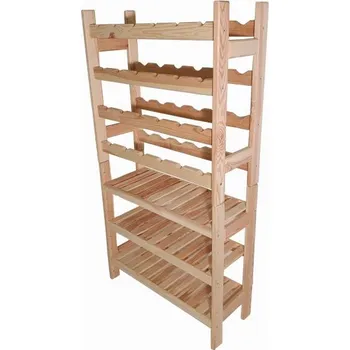 Stojan na víno Dřevěný policový regál + regál na víno, 60 + 60 x 64 x 25 cm