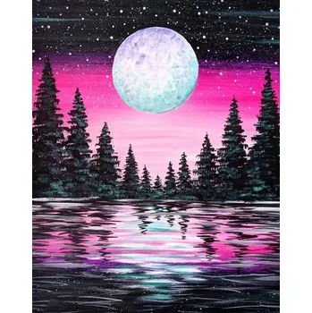 Diamantové malování Diamantové malování - Růžová noční krajina