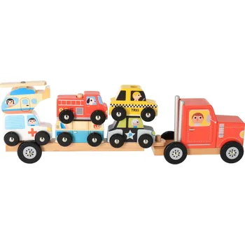 Dřevěná hračka Dřevěná nasazovačka - přívěs pro auta