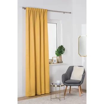 Závěs Dekorační jednobarevný závěs s tunýlkem s poutky ECLITT mustard/hořčicová 140x260 cm (cena za 1 kus) MyBestHome