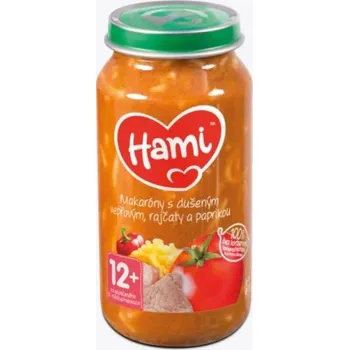 HAMI menu 250g Makaróny s dušeným vepřovým, rajčaty a paprikou 12m+