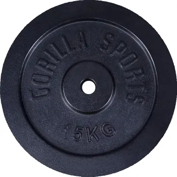 Gorilla Sports Litinový zátěžový kotouč, 15 kg