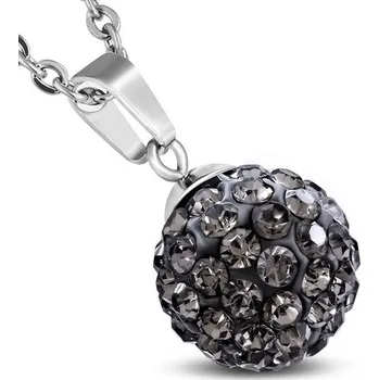 Přívěsek 12mm – Černé kuličky s šedými kamínky