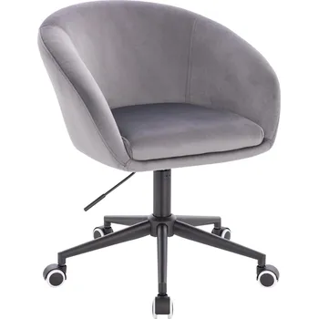 Otočné křeslo Radal velur na černé podstavě s kolečky - světle šedá