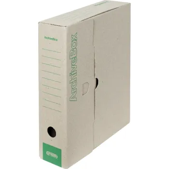 EMBA Archivační box přírodní/zelený potisk, 330 x 260 x 75 mm
