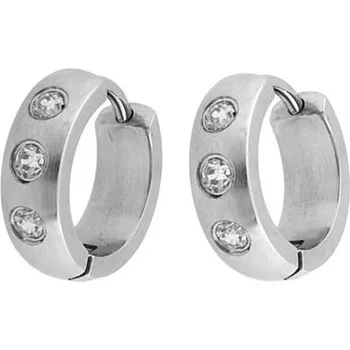Náušnice Ocelové náušnice lesklé se třemi zirkony