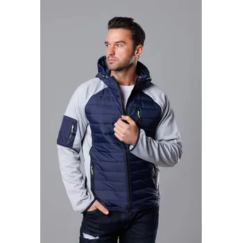 Tmavě modro-šedá pánská sportovní bunda z různých spojených materiálů (8M906-215) odstíny modré L