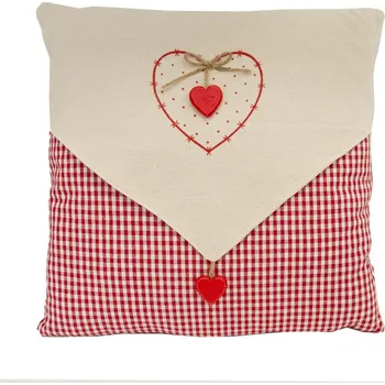 Dekorativní polštářek Polštář červený/béžový srdce